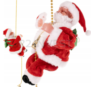 Santa Claus climbing on a string