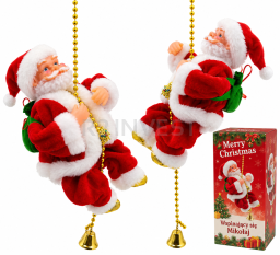 Santa Claus climbing on a string