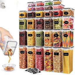 Zestaw pojemników 24szt. + pokrywki z naklejkami, markerem i łyżeczkami