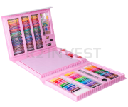 Stationery Set Kids Art Kit blue 208pcs pink