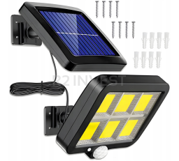 Solar sensor wall light 120 COB LED with 5m cable