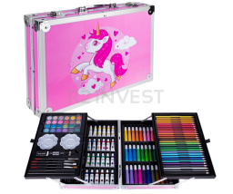 Stationery Set Kids Art Kit pink 145pcs